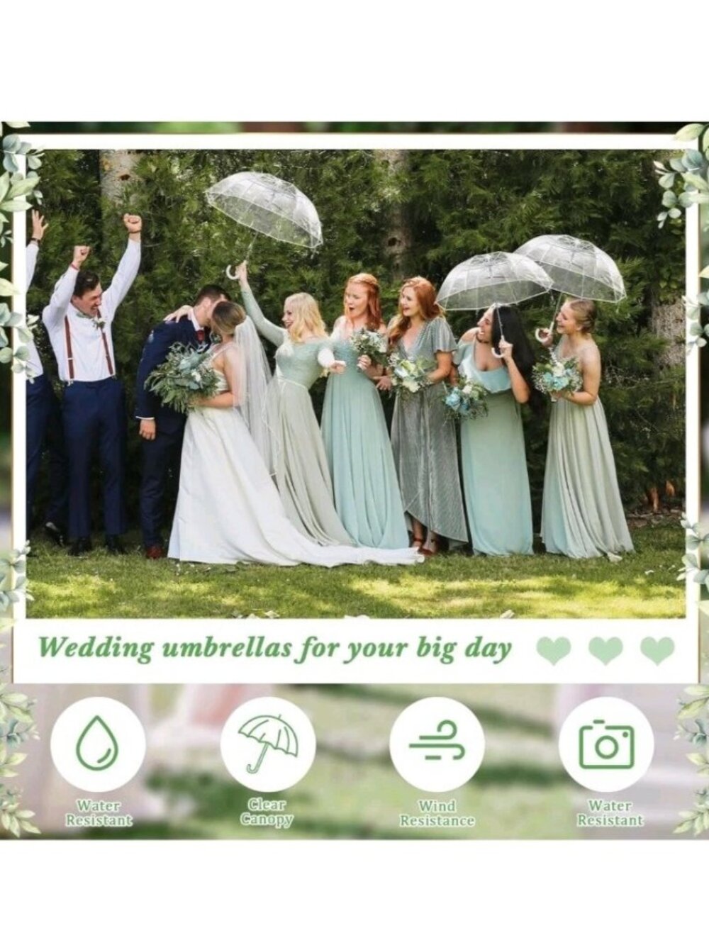 Clear Bubble Umbrella 52 Inch Large Dome Rain Windproof  Wedding Event